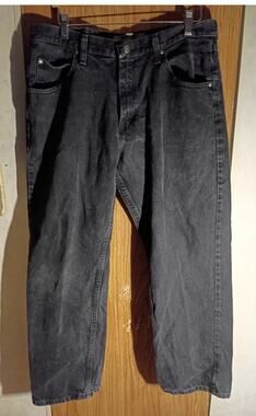 Wrangler Authentics Mens 34x29 Faded Black Cotton Relaxed Straight Leg Jeans